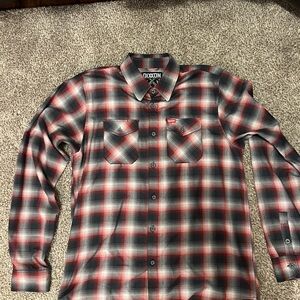 DIXXON FLANNEL EQUALIZER Men's Red and Gray Plaid Button Down Shirt